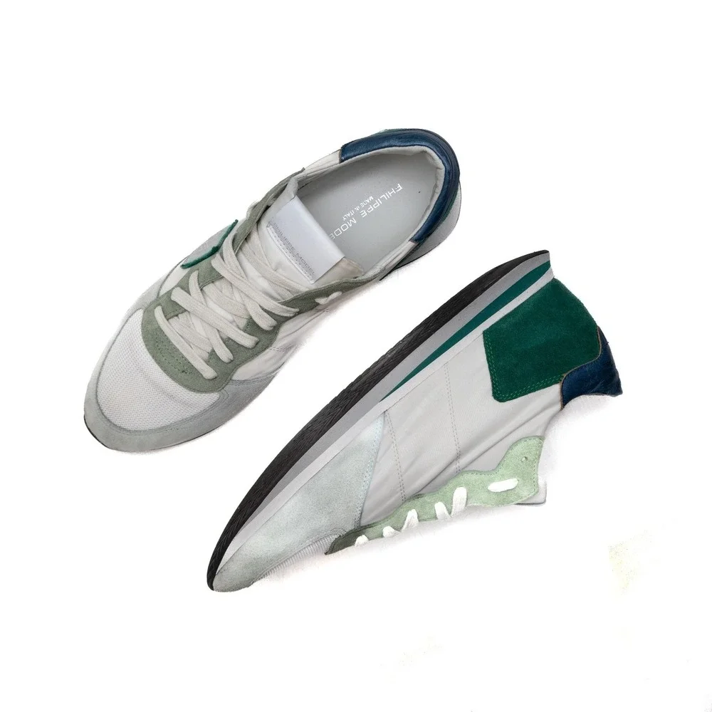 Philippe Model Tropez Tzlu‎ W111 White-Green Canvas Suede
